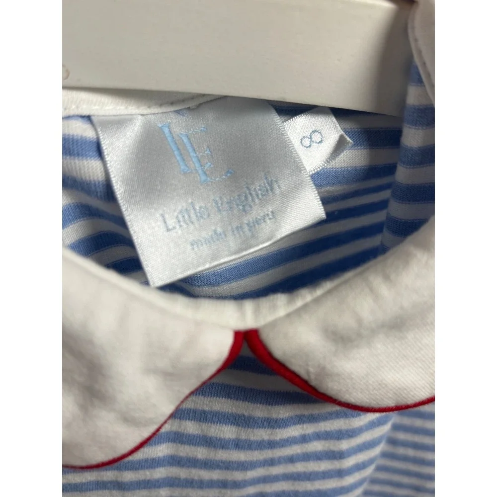 Little English Apple Appliqué Peter Pan Dress Girls 8 Back to School